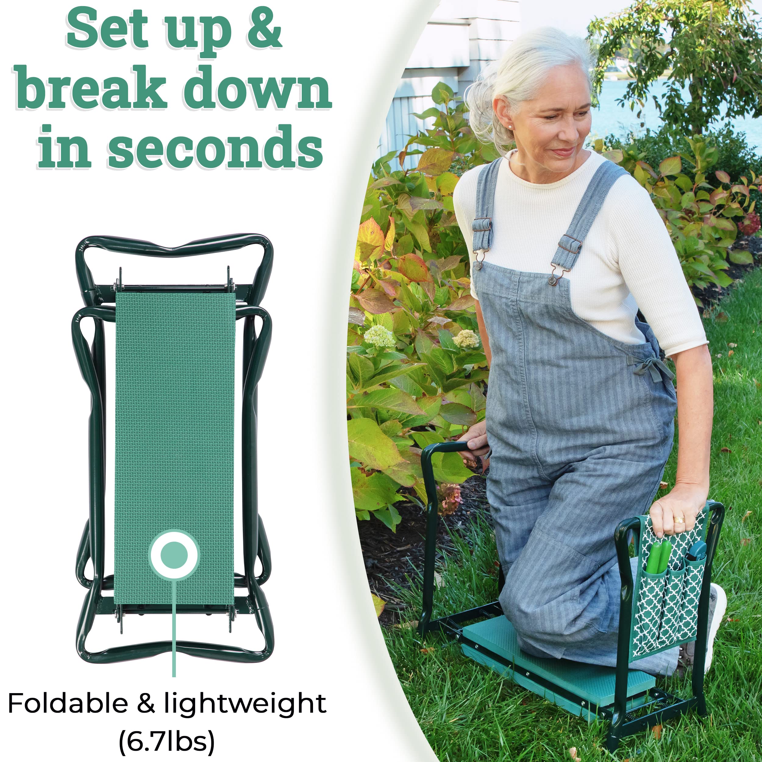 Abco Tech Garden Kneeler and Seat showing sturdy metal build