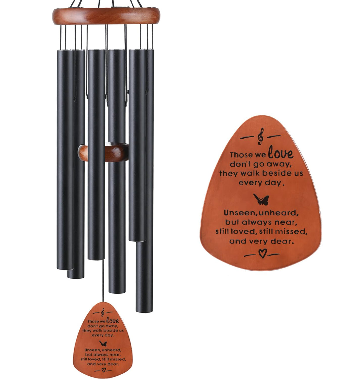 ABEICO Memorial Wind Chimes 32-inch black model front view