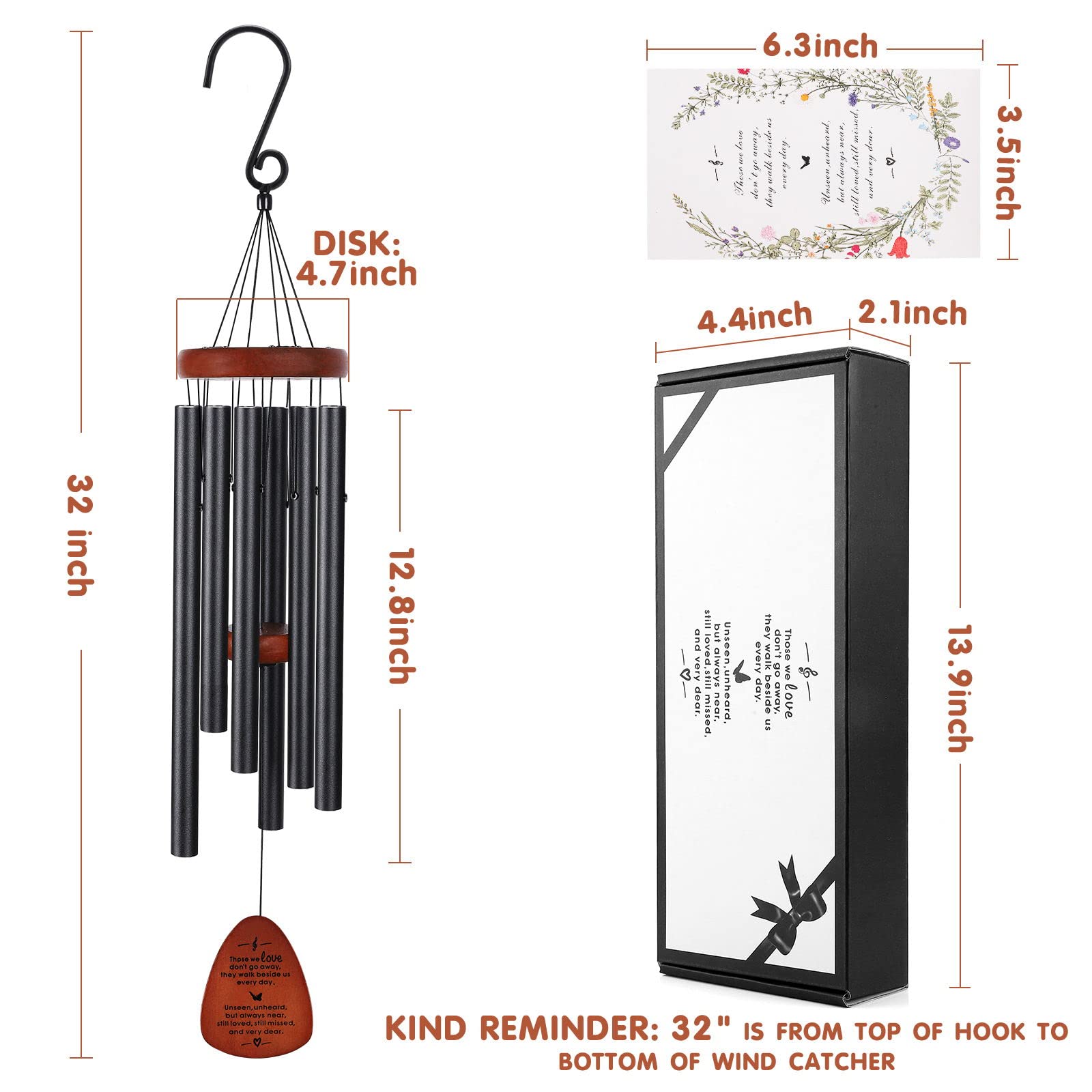 ABEICO Memorial Wind Chimes antique bronze finish detail