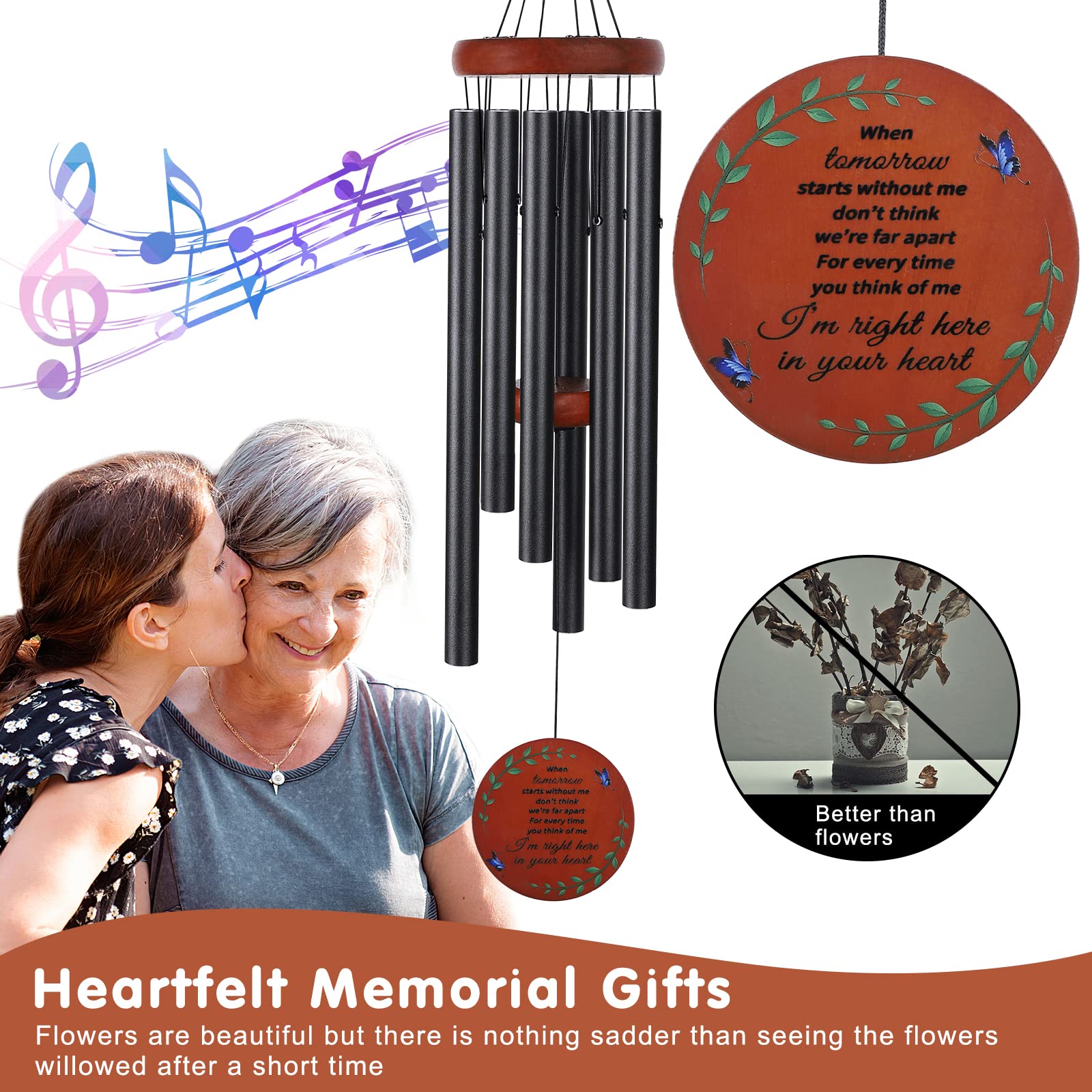 ABEICO Memorial Wind Chimes packaging with condolence card