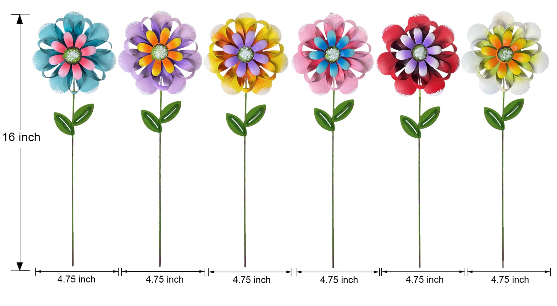 ABELOTS Metal Flower Garden Stakes vibrant blue flower side view