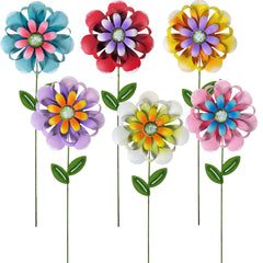 ABELOTS Metal Flower Garden Stakes vibrant red flower front view