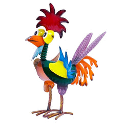 Abirdflyer Garden Rooster Statue front view showing vibrant colours