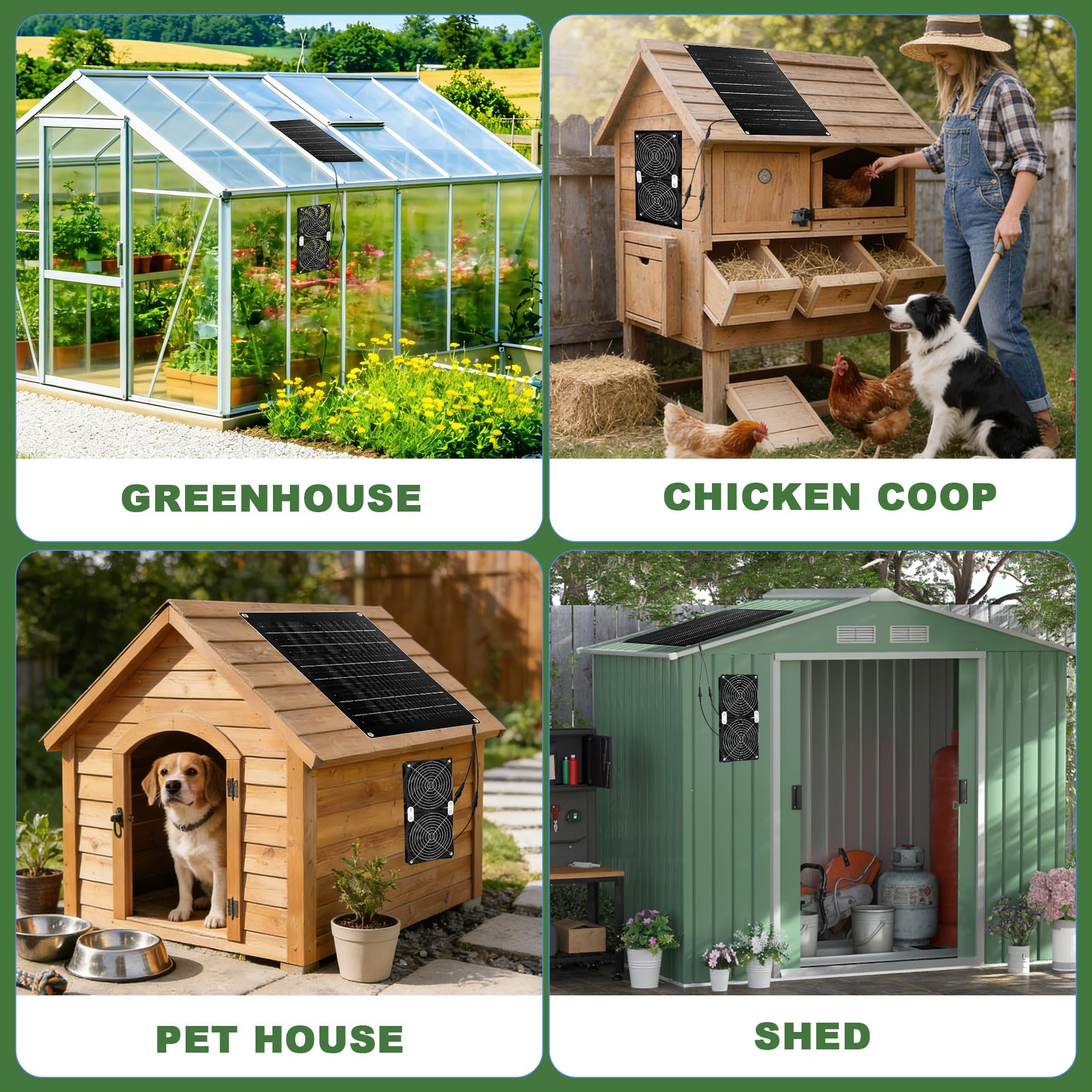 ABitmax Solar Fan Kit installed in a greenhouse for ventilation
