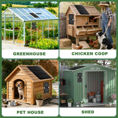 ABitmax Solar Fan Kit installed in a greenhouse for ventilation