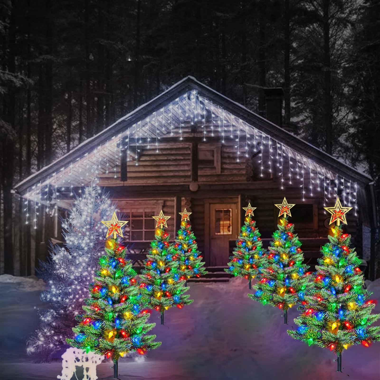 Abkshine Solar Christmas Tree with lights and branches displayed