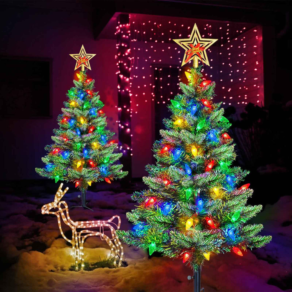 Abkshine Solar Christmas Tree with star topper and LED lights