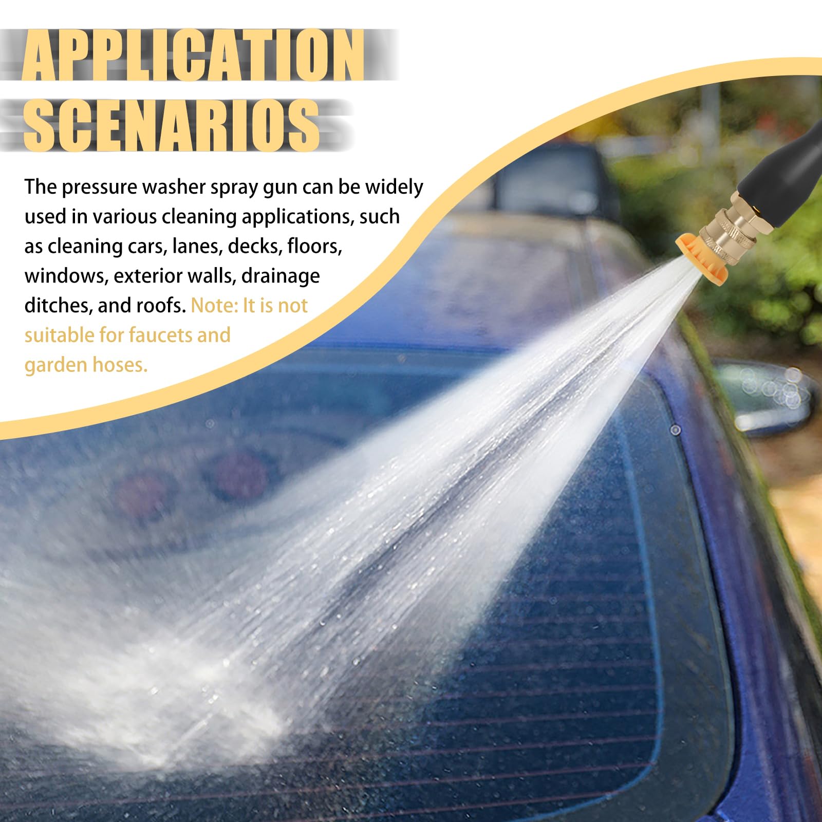 Abode Pressure Washer Spray Gun in use on a vehicle