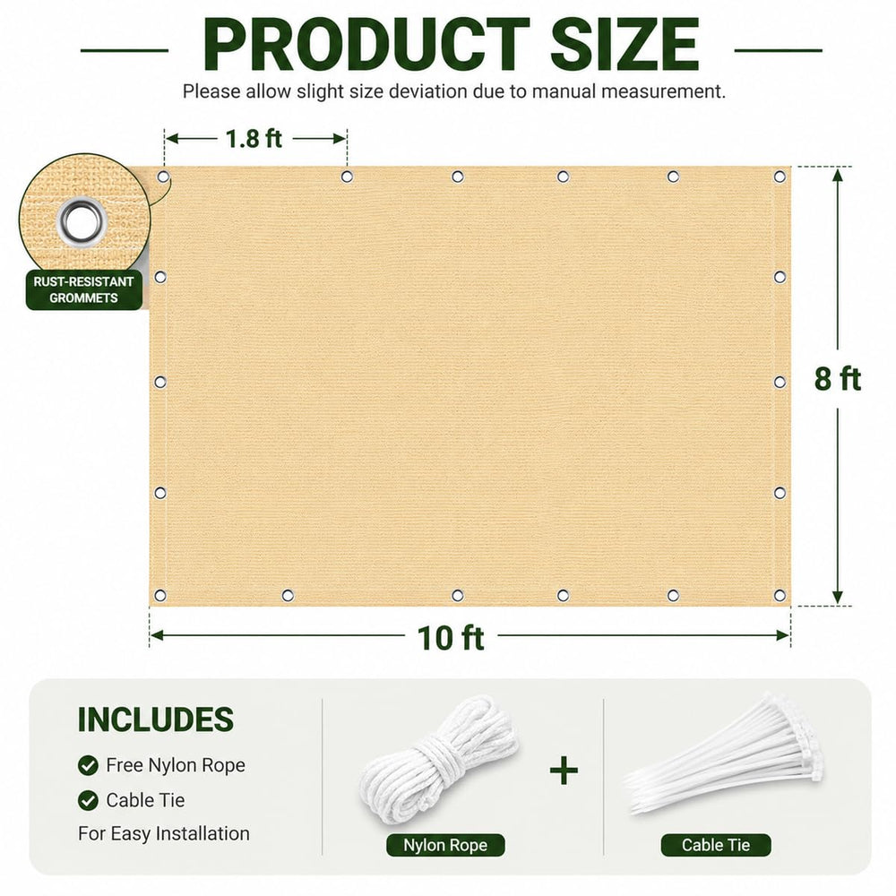 ABOSUN sun shade cloth with included ropes and ties