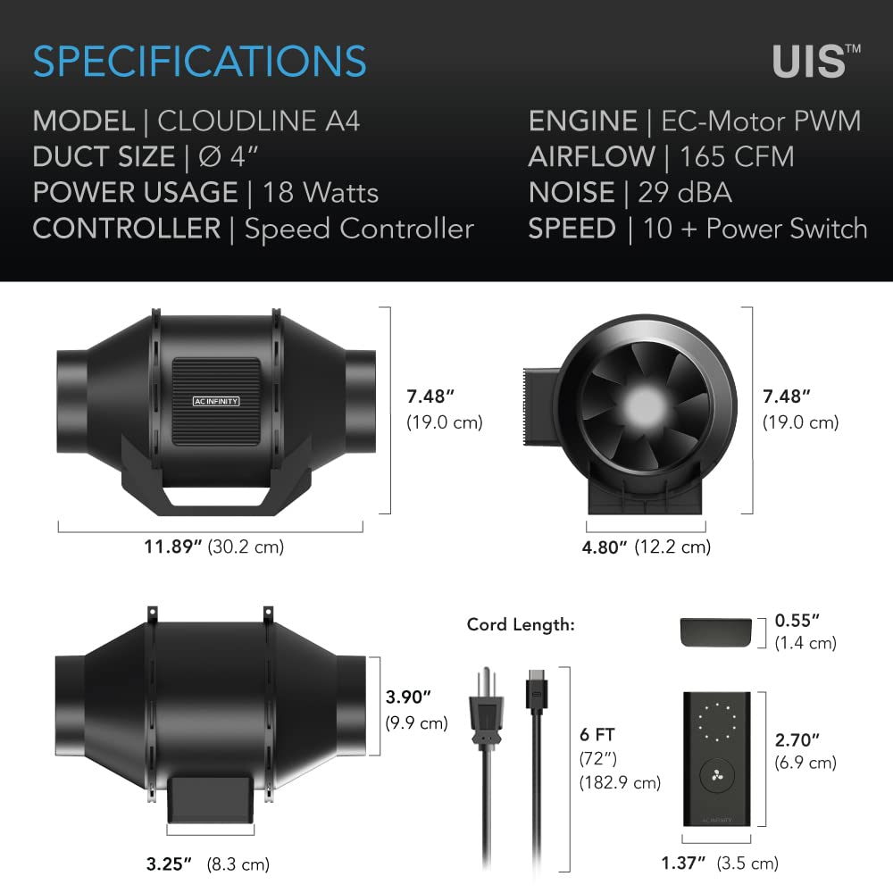 AC Infinity CLOUDLINE A4 inline duct fan installation setup