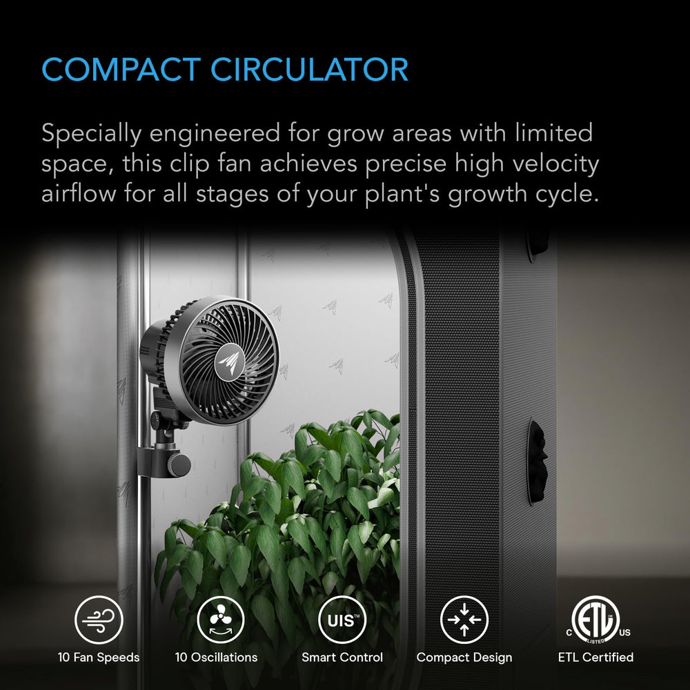 AC Infinity CLOUDRAY S4 clip fan showing auto oscillation feature