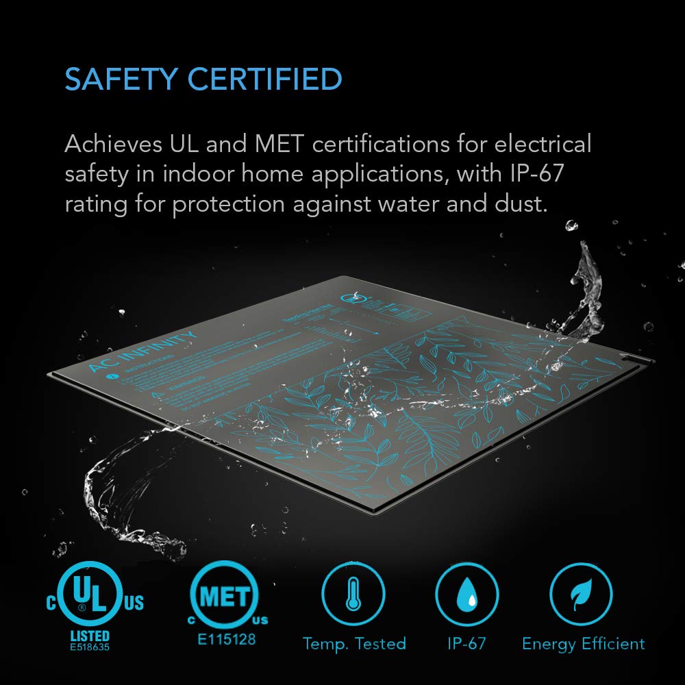AC Infinity heating mat packaging and specifications