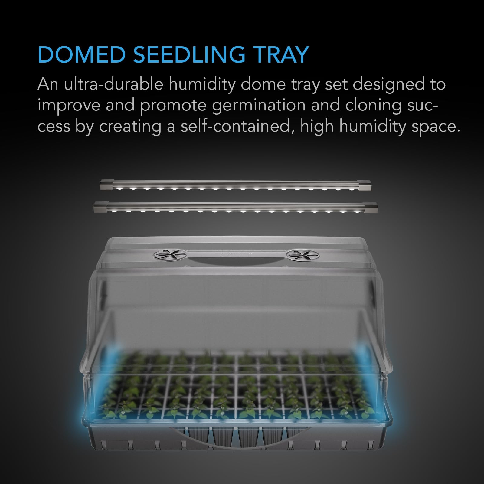 AC Infinity Humidity Dome transparent design showing seedlings