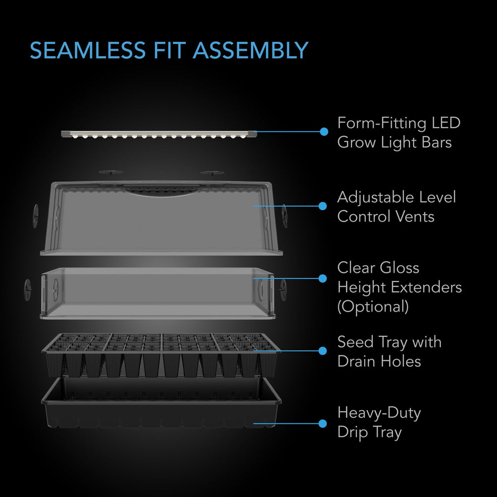 AC Infinity seedling tray with 72 seedlings in humidity dome