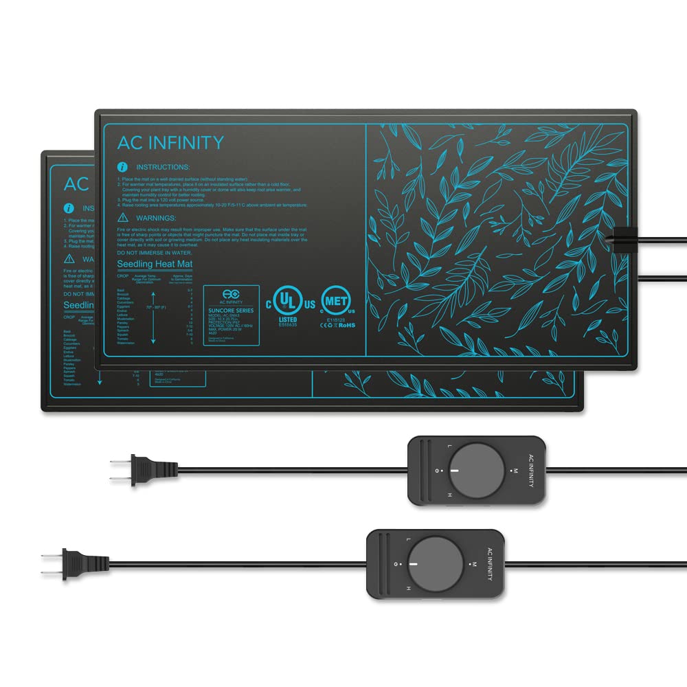 AC Infinity SUNCORE A3X2 Seedling Mat front view, 10" x 20.75"