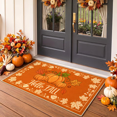 Acapet Fall Doormat 2.4'x3.7' Hello Pumpkin front view