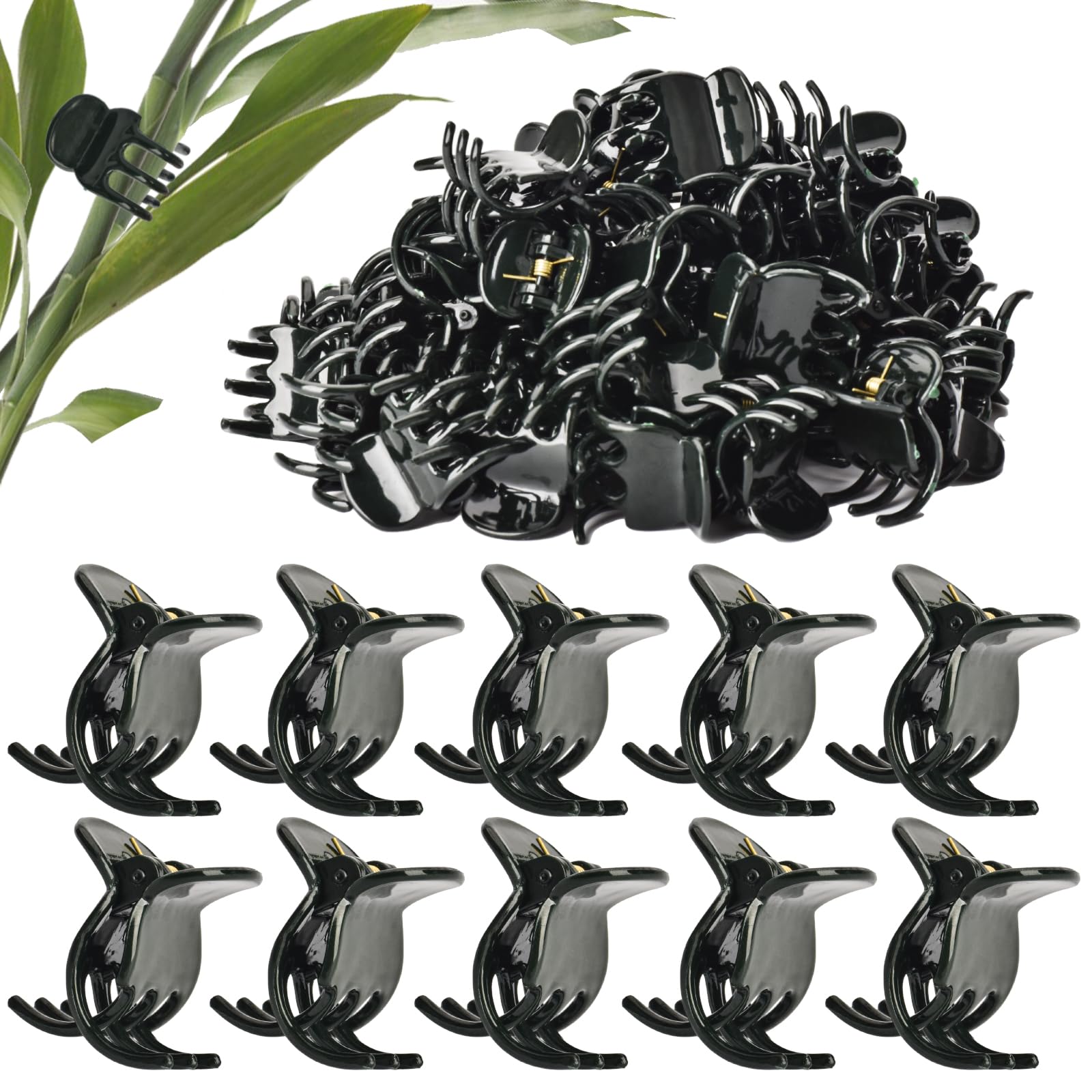 AccEncyc 50 Pcs Large Plant Clips in black color