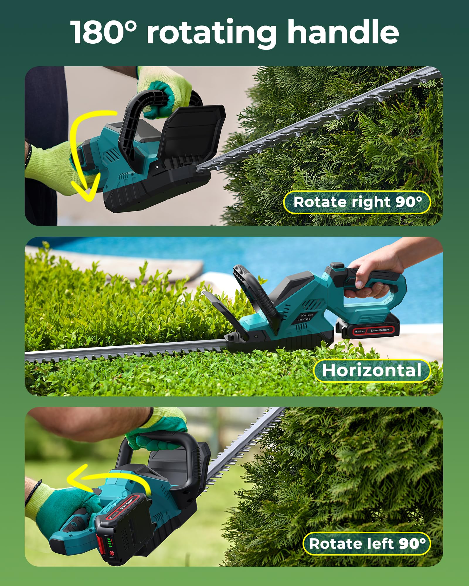 Accessories included with DocSmart hedge trimmer: gloves and goggles