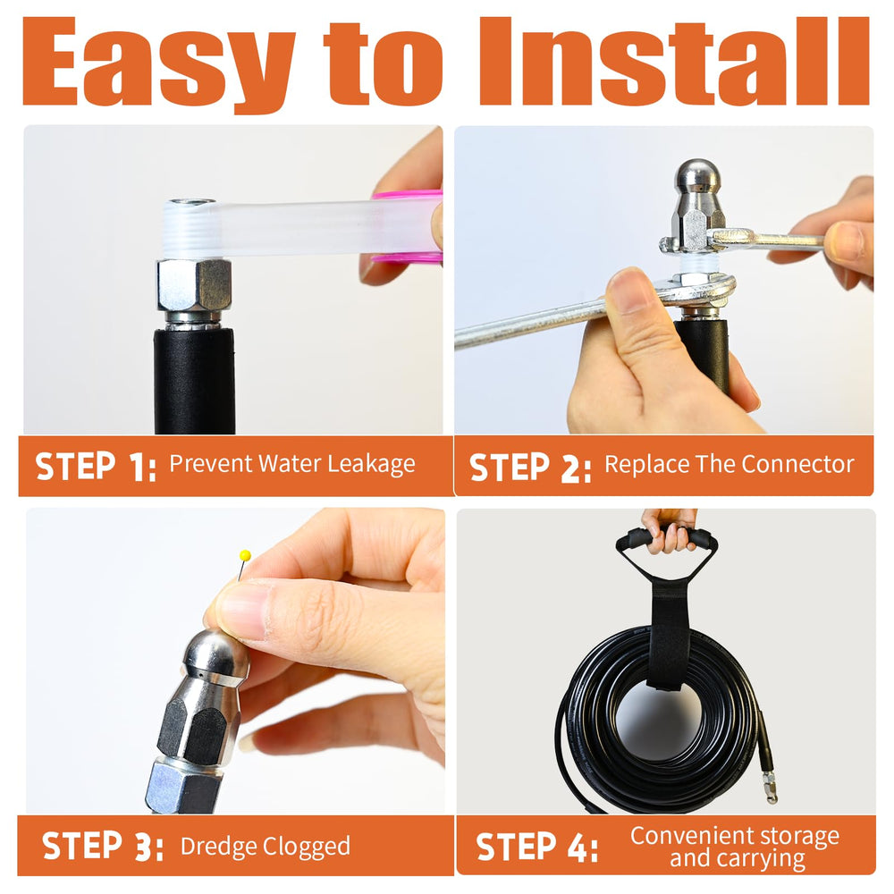 Accessories included with Zgqmcgy sewer jetter kit