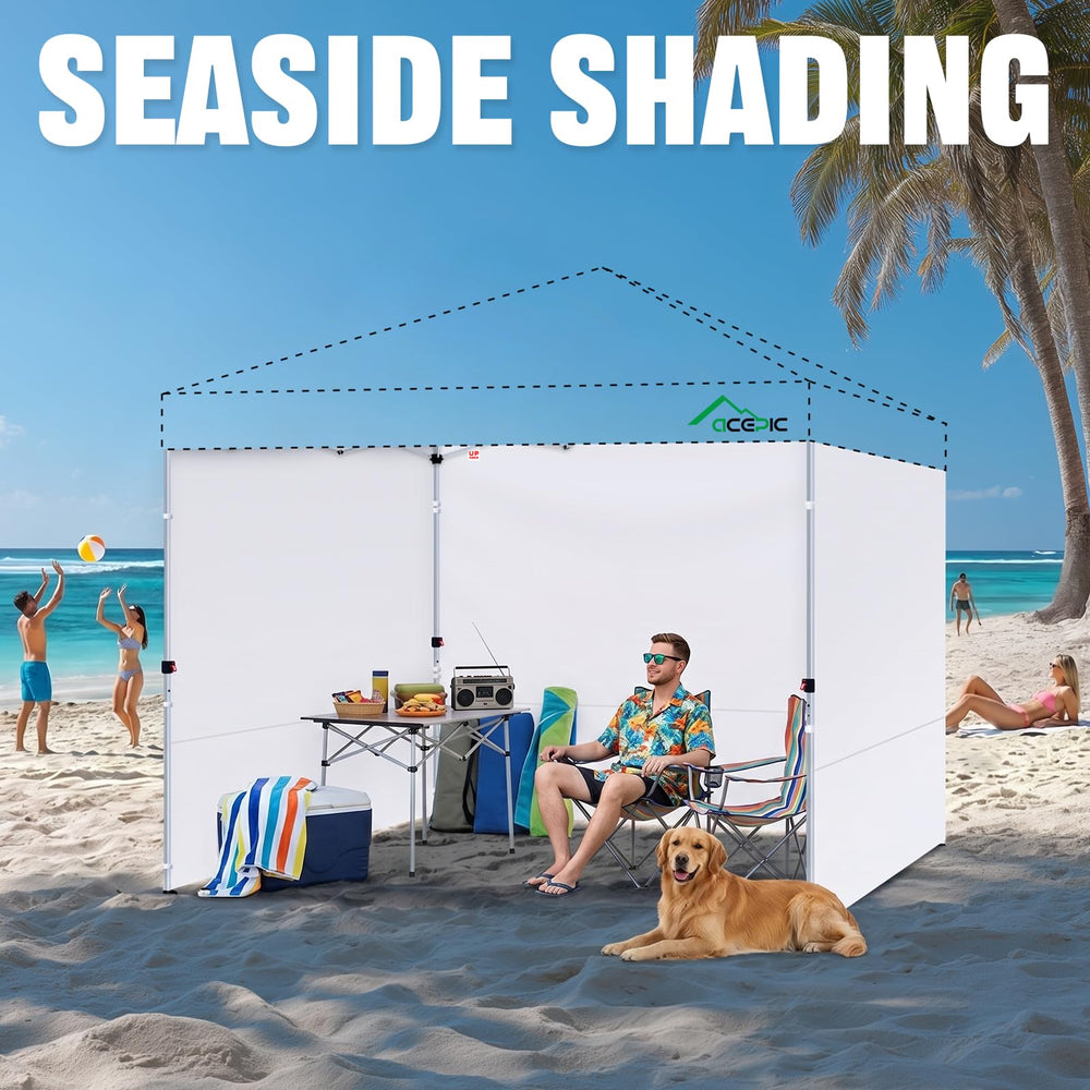 Acepic 10x10 canopy sidewall attached to a pop-up canopy frame
