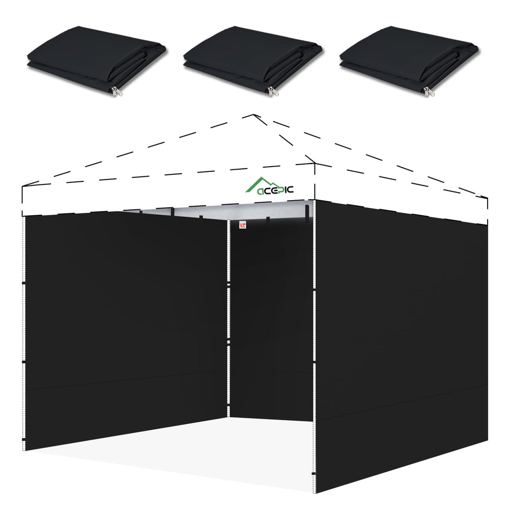 Acepic 10x10 canopy sidewalls black set of 3 front view
