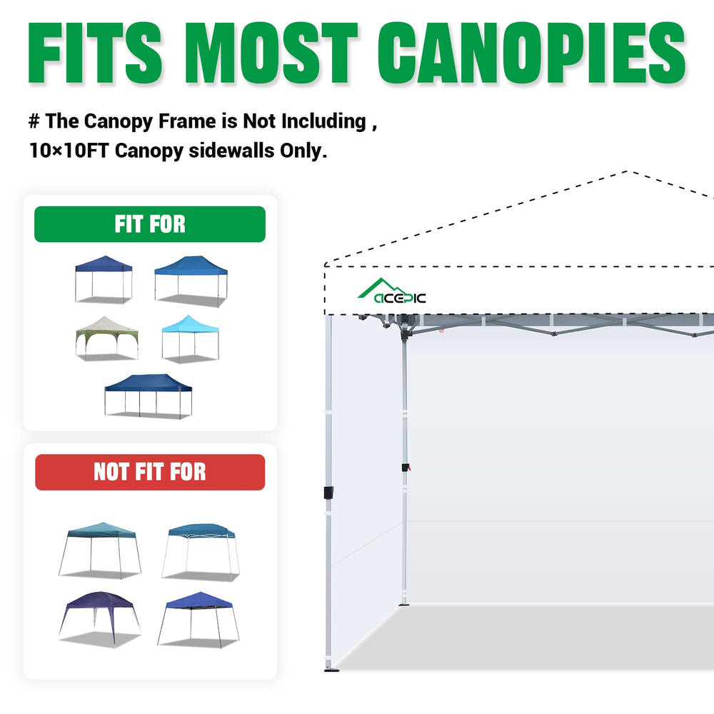 Acepic 10x10 canopy sidewalls with zippers for secure attachment