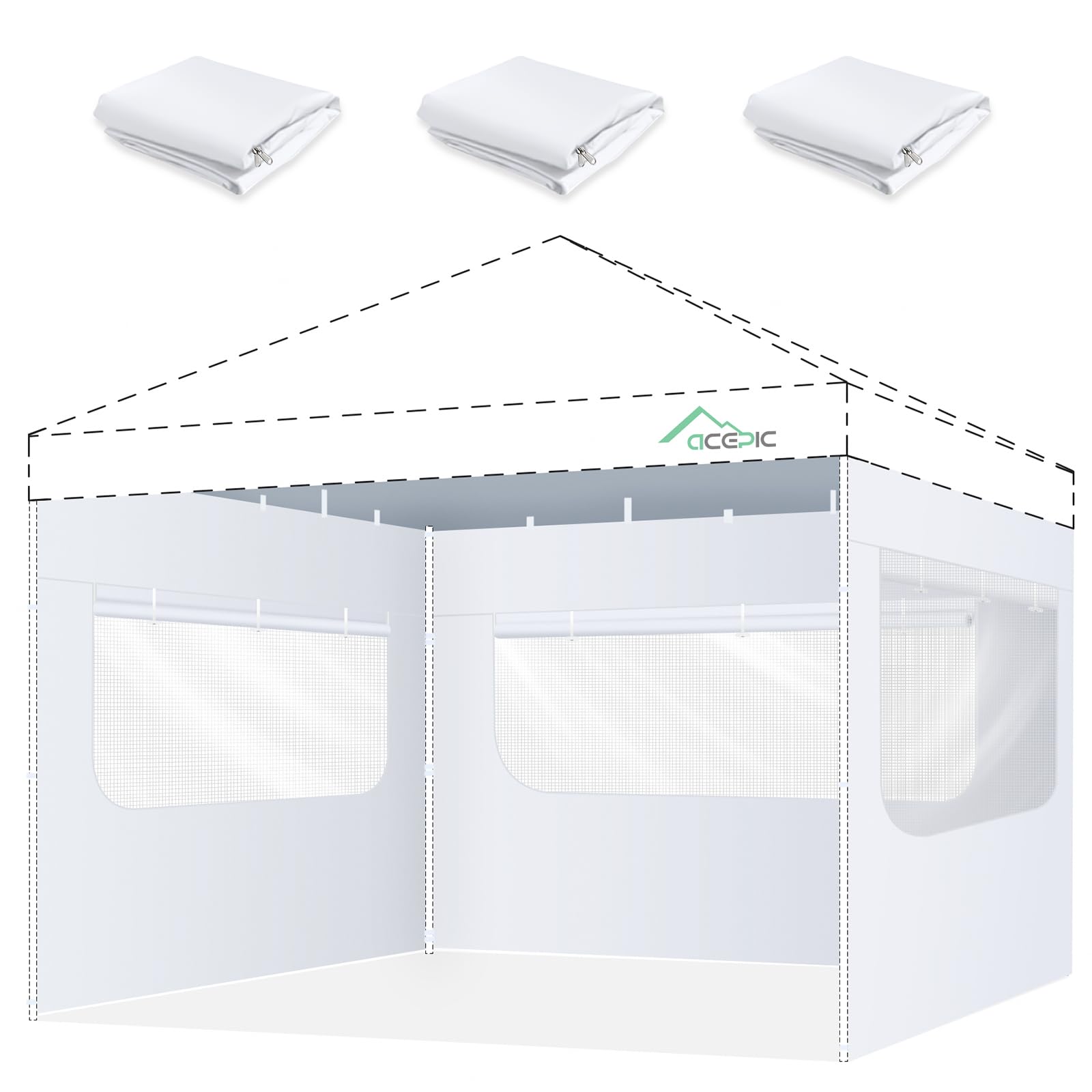 Acepic 10x10ft sidewall with mesh window front view