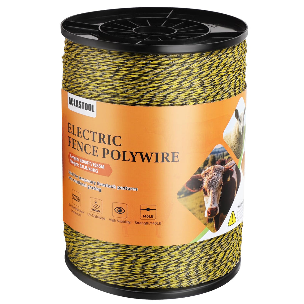 Aclastool Electric Fence Wire 5200ft Yellow-Black front view