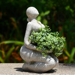 Aclema Face Planter Pot Head front view with decorative moss