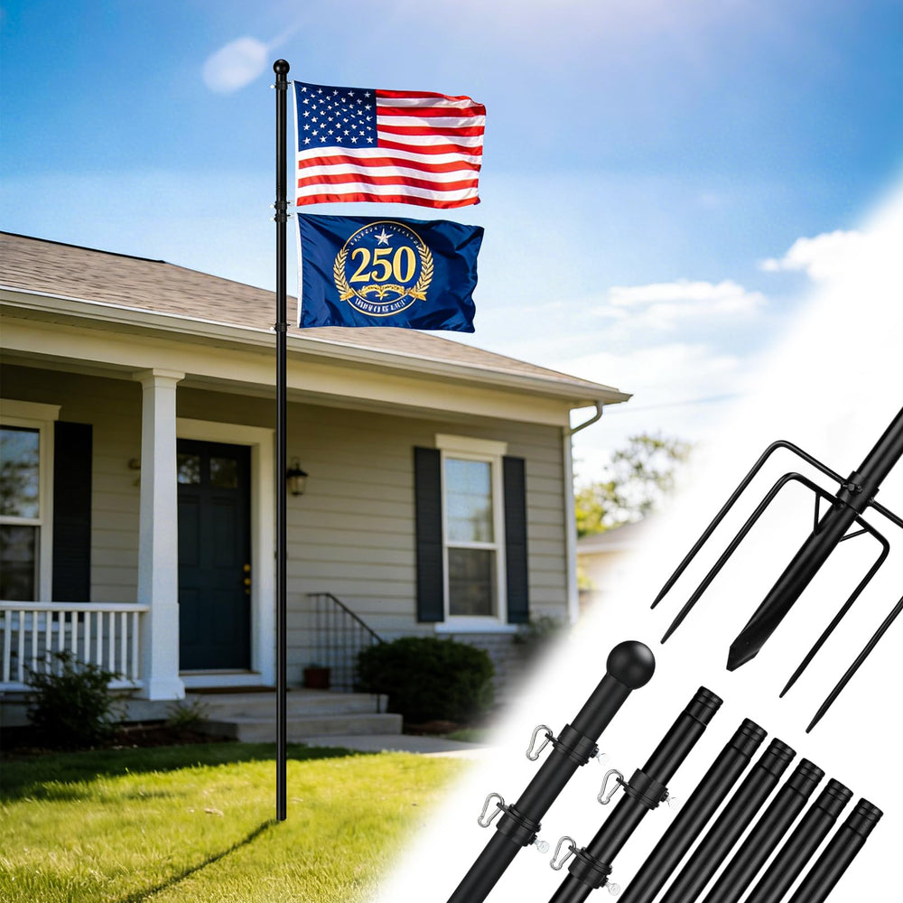 Acostop 10ft In-Ground Flag Pole with black finish