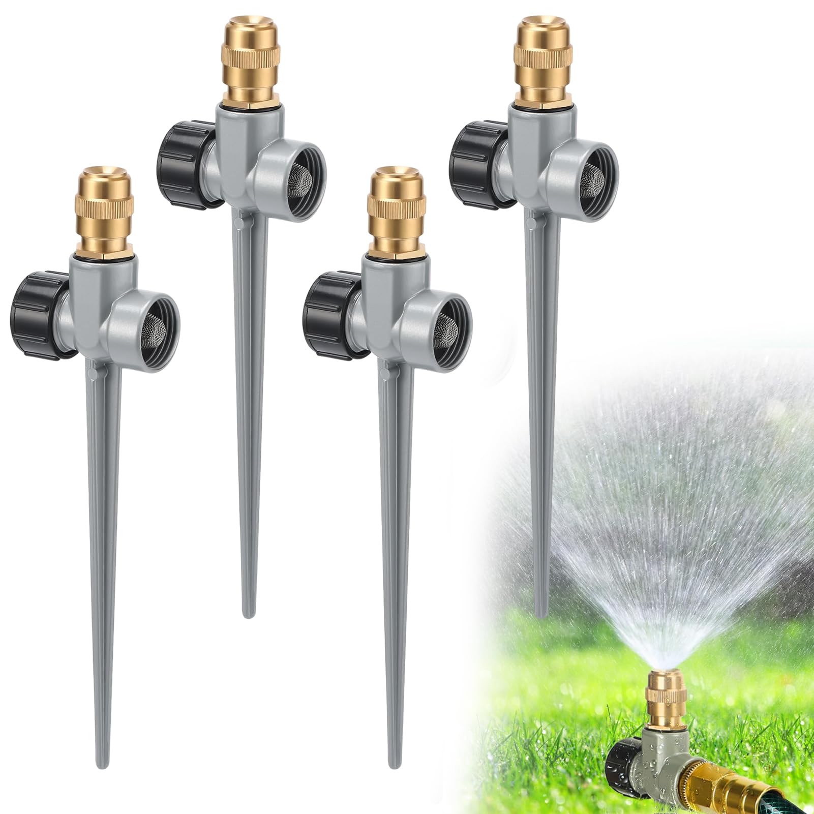 Acostop 4pcs 360° metal sprinklers in gray color