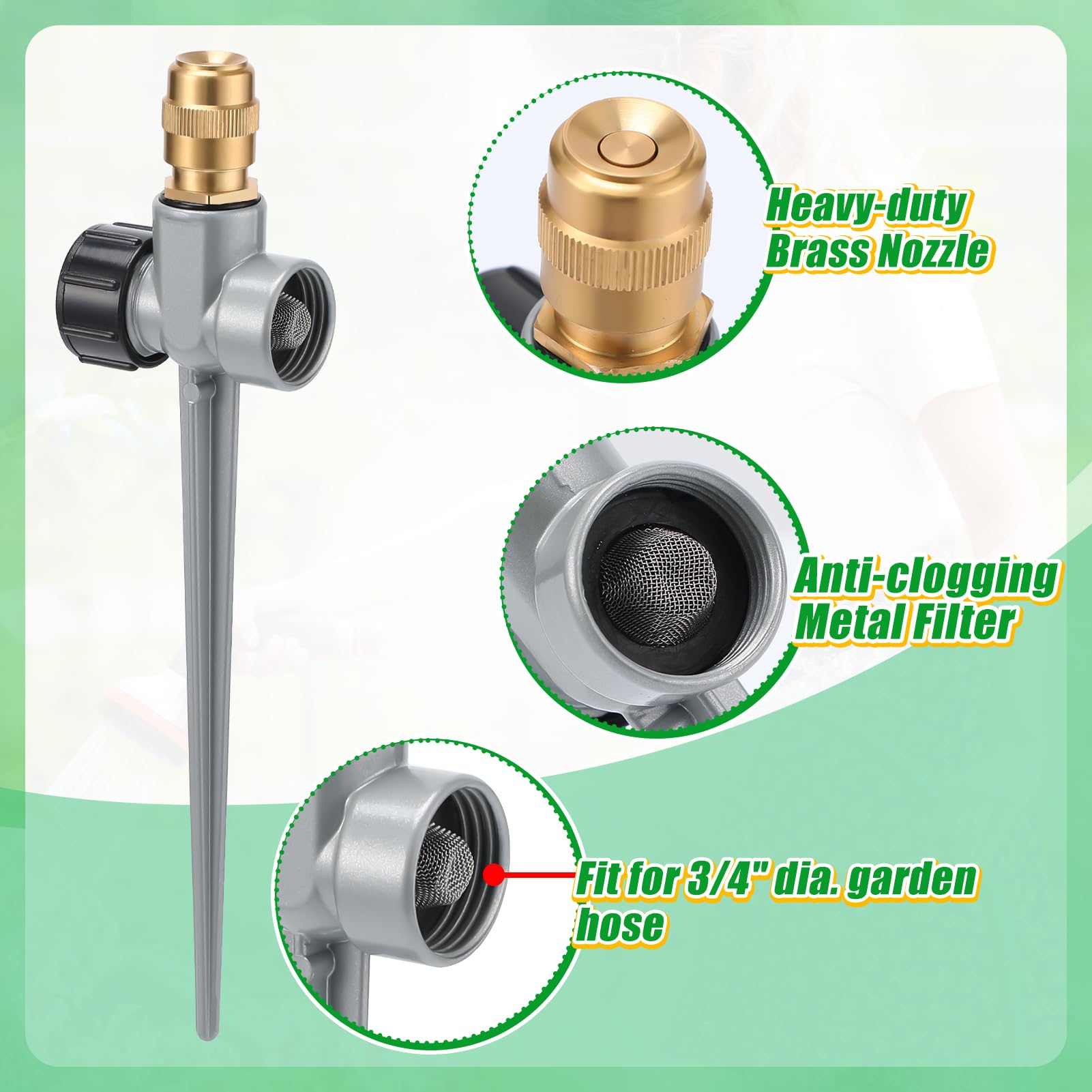 Acostop sprinkler spraying water in a garden setting