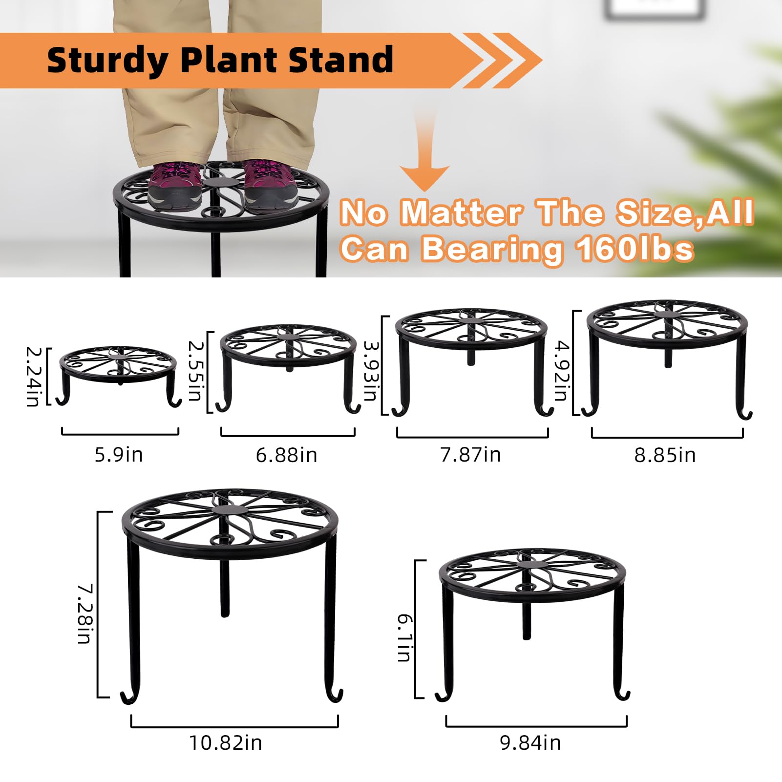 Acteomsly 6-Pack Metal Plant Stand with flower pots