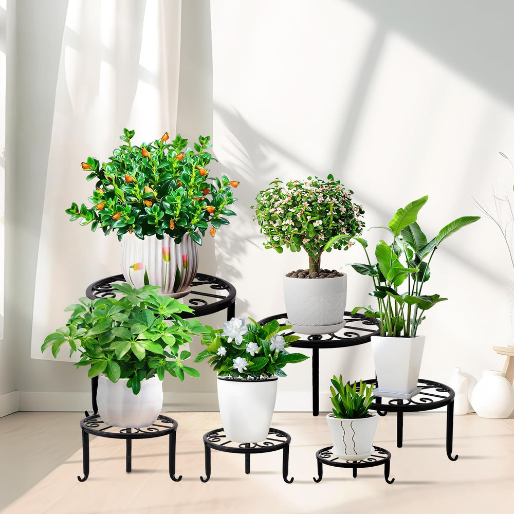 Acteomsly metal plant stand in a rustic decor setting