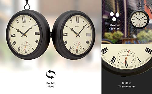 AcuRite clock in outdoor garden setting
