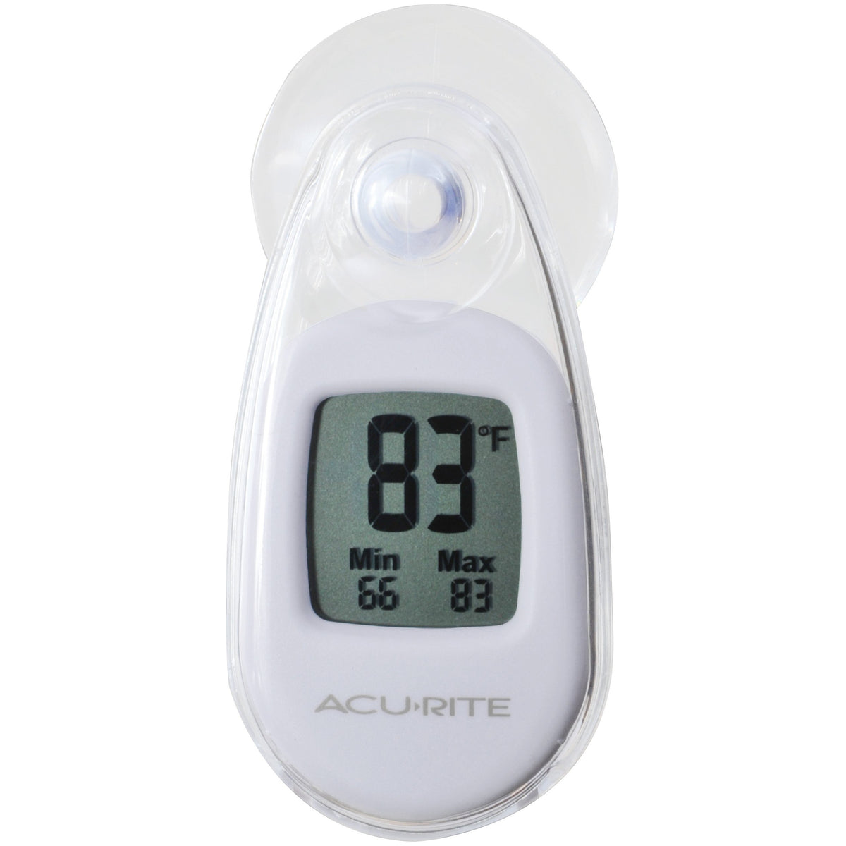 AcuRite Indoor/Outdoor Suction Cup Thermometer front view, white