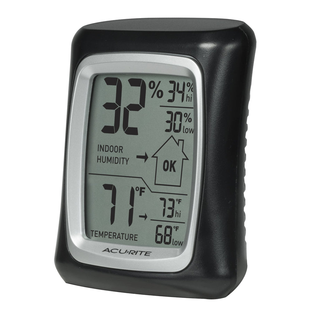 AcuRite Indoor Thermometer and Hygrometer front view with clear display