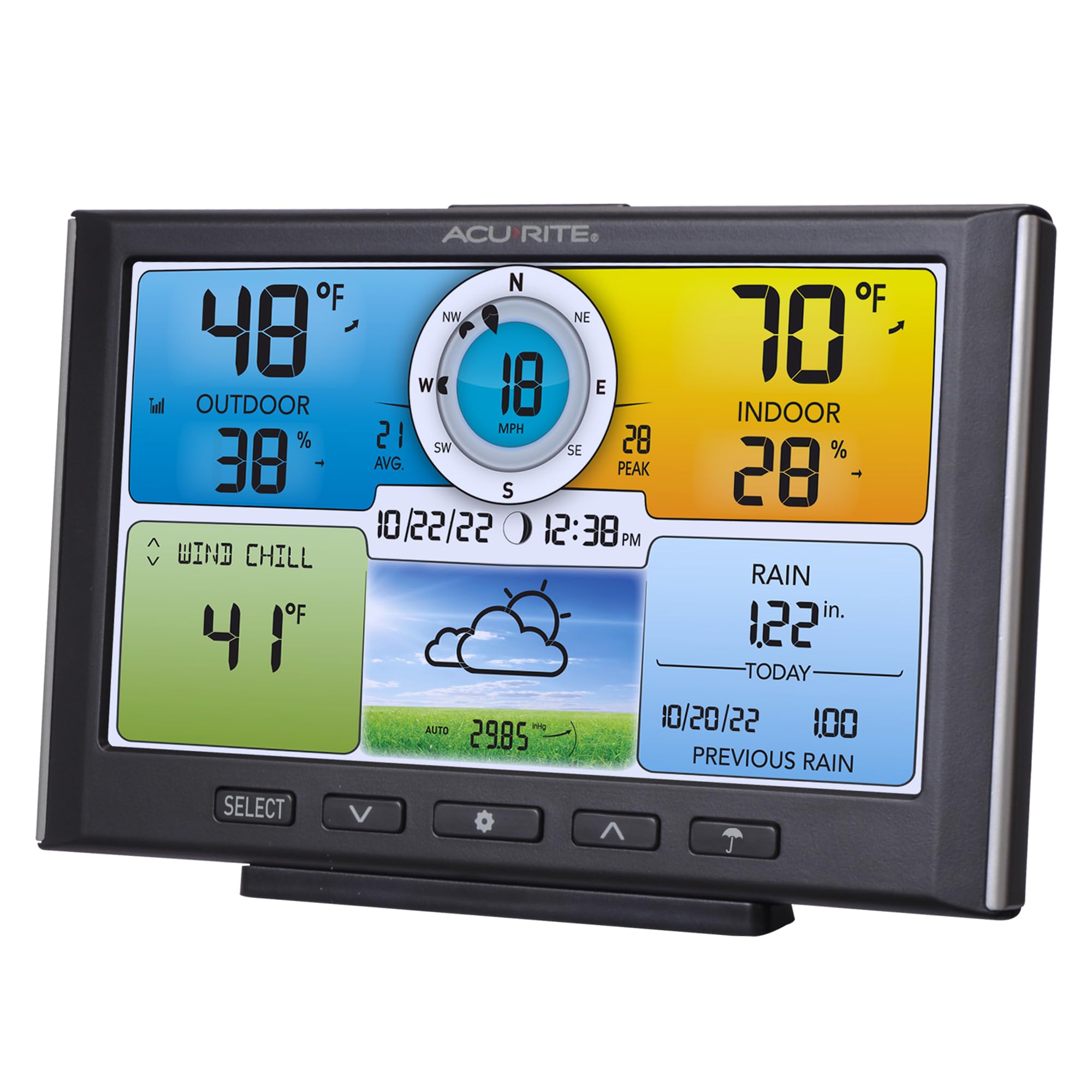 AcuRite Iris Wireless Home Weather Station displaying current temperature and humidity