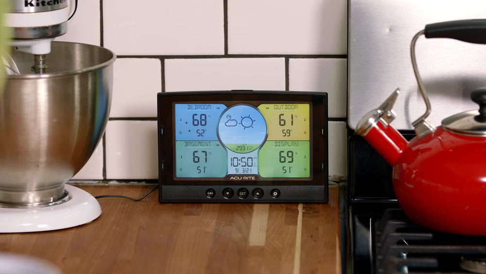 AcuRite Multi-Room Weather Station showing temperature readings