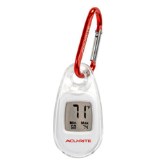 AcuRite Portable Digital Thermometer front view with carabiner clip