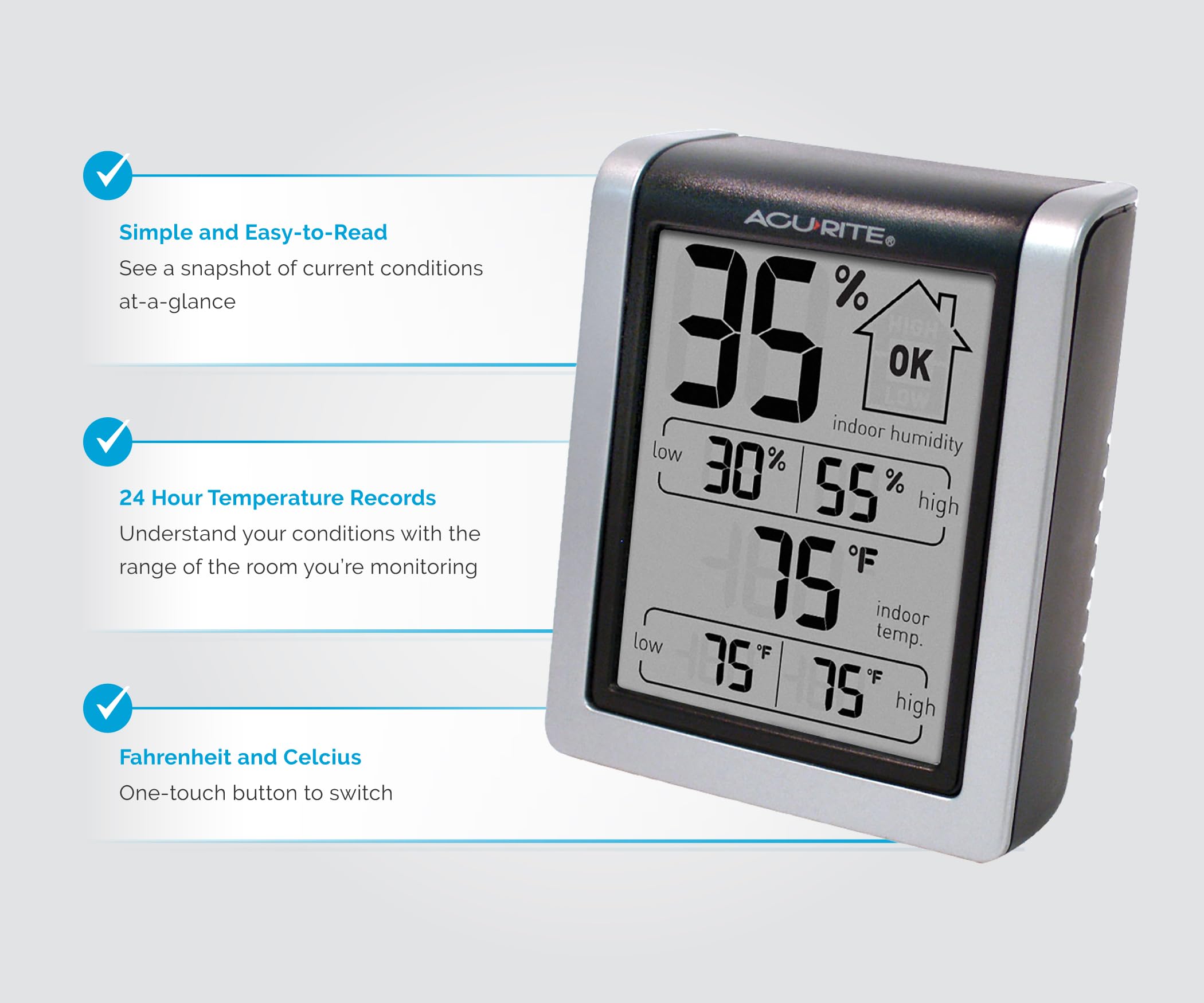 AcuRite thermometer mounted on wall