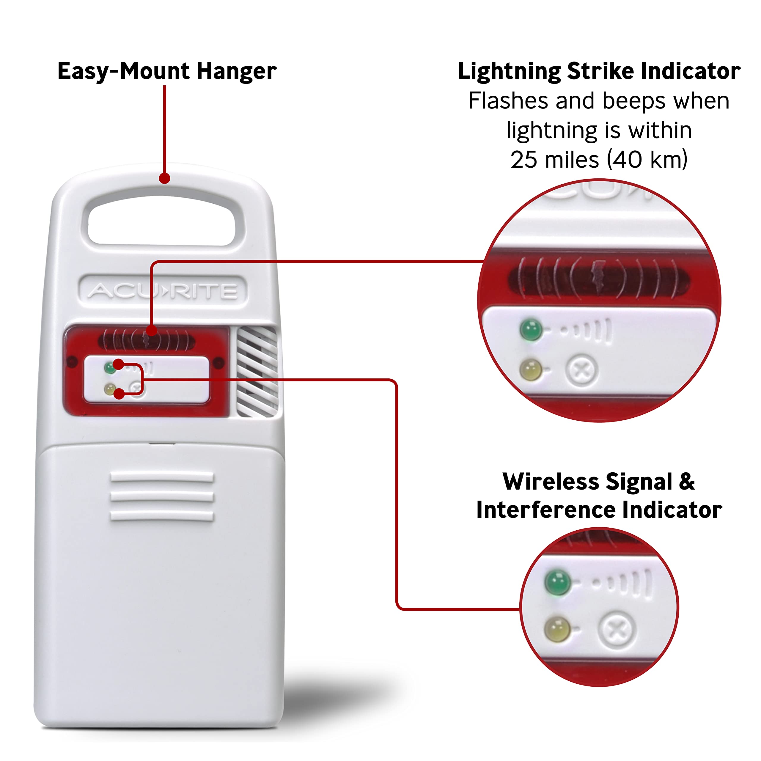 AcuRite Weather Station showing lightning strike alert