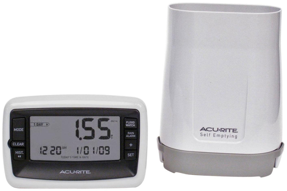 AcuRite Wireless Digital Rain Gauge with self-emptying collector
