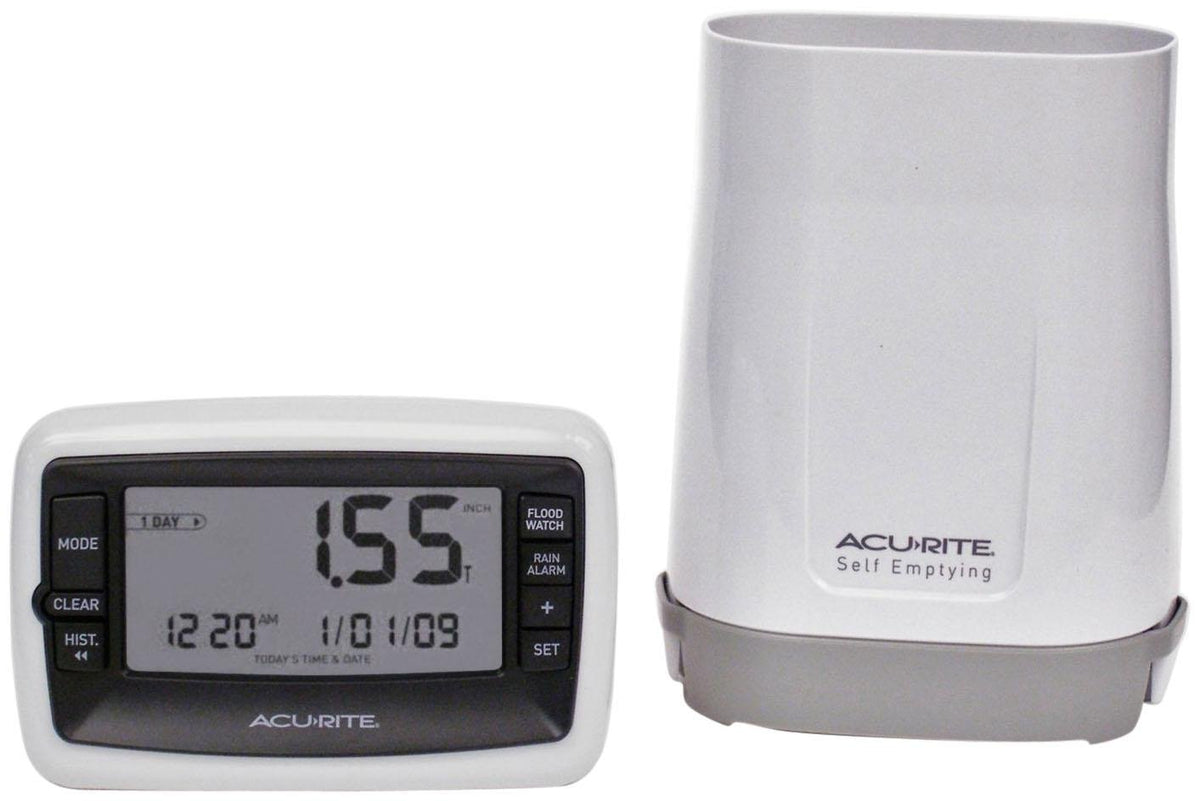 AcuRite Wireless Digital Rain Gauge with self-emptying collector