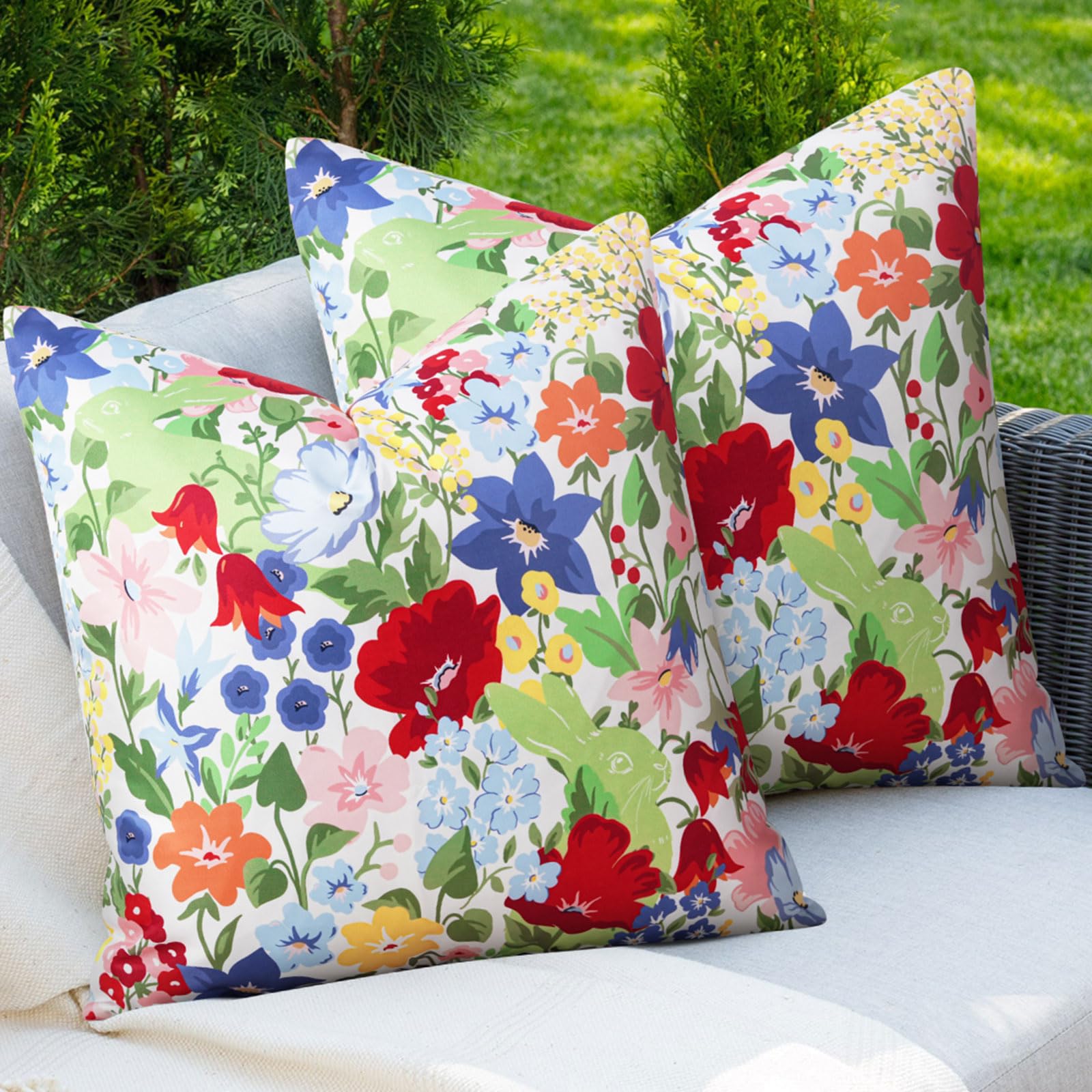 Adabana floral pillow cover front view with vibrant design