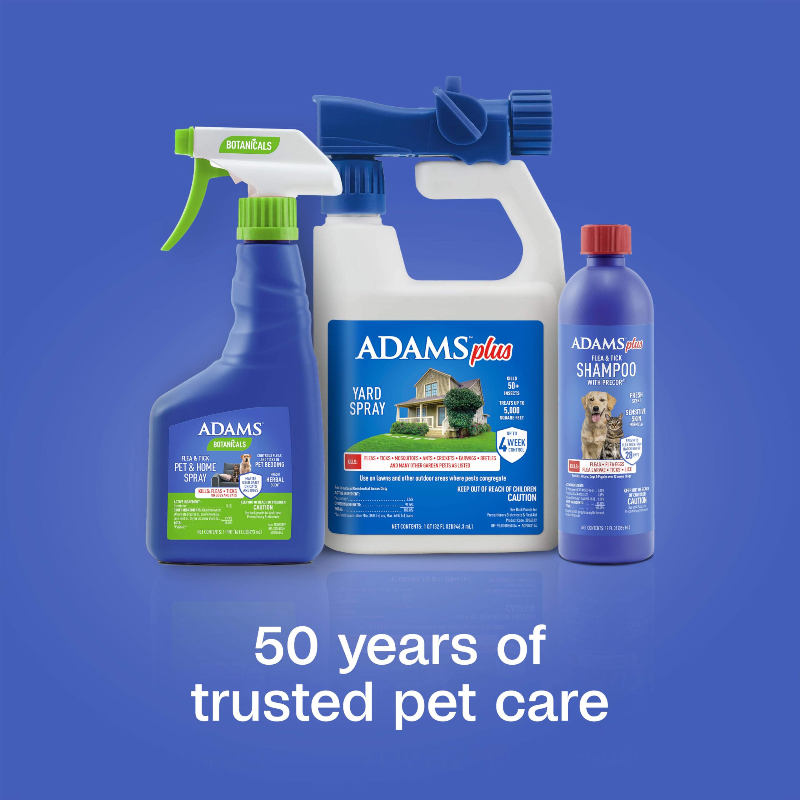 ADAMS Plus Flea and Tick Yard Spray packaging with dimensions