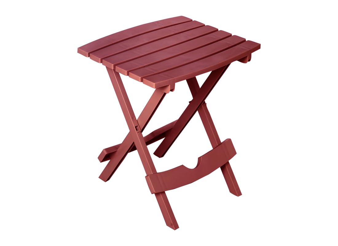 Adams Quick-Fold Side Table Merlot with drinks on it
