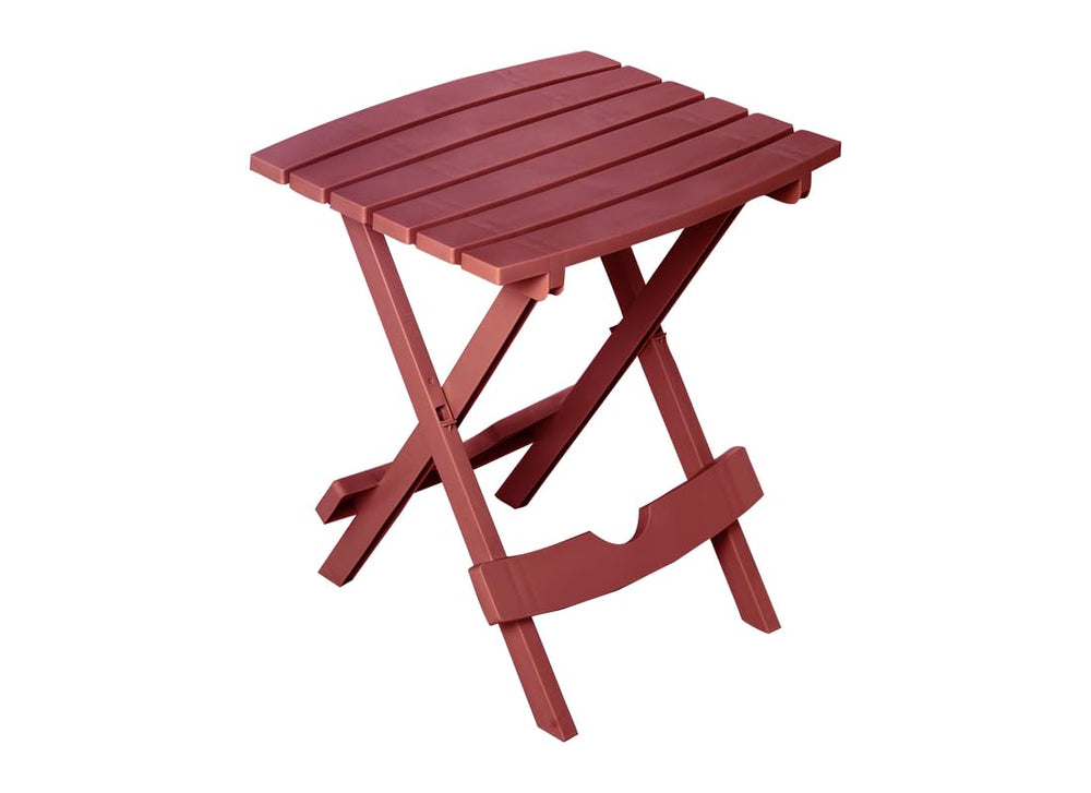 Adams Quick-Fold Side Table Merlot with drinks on it