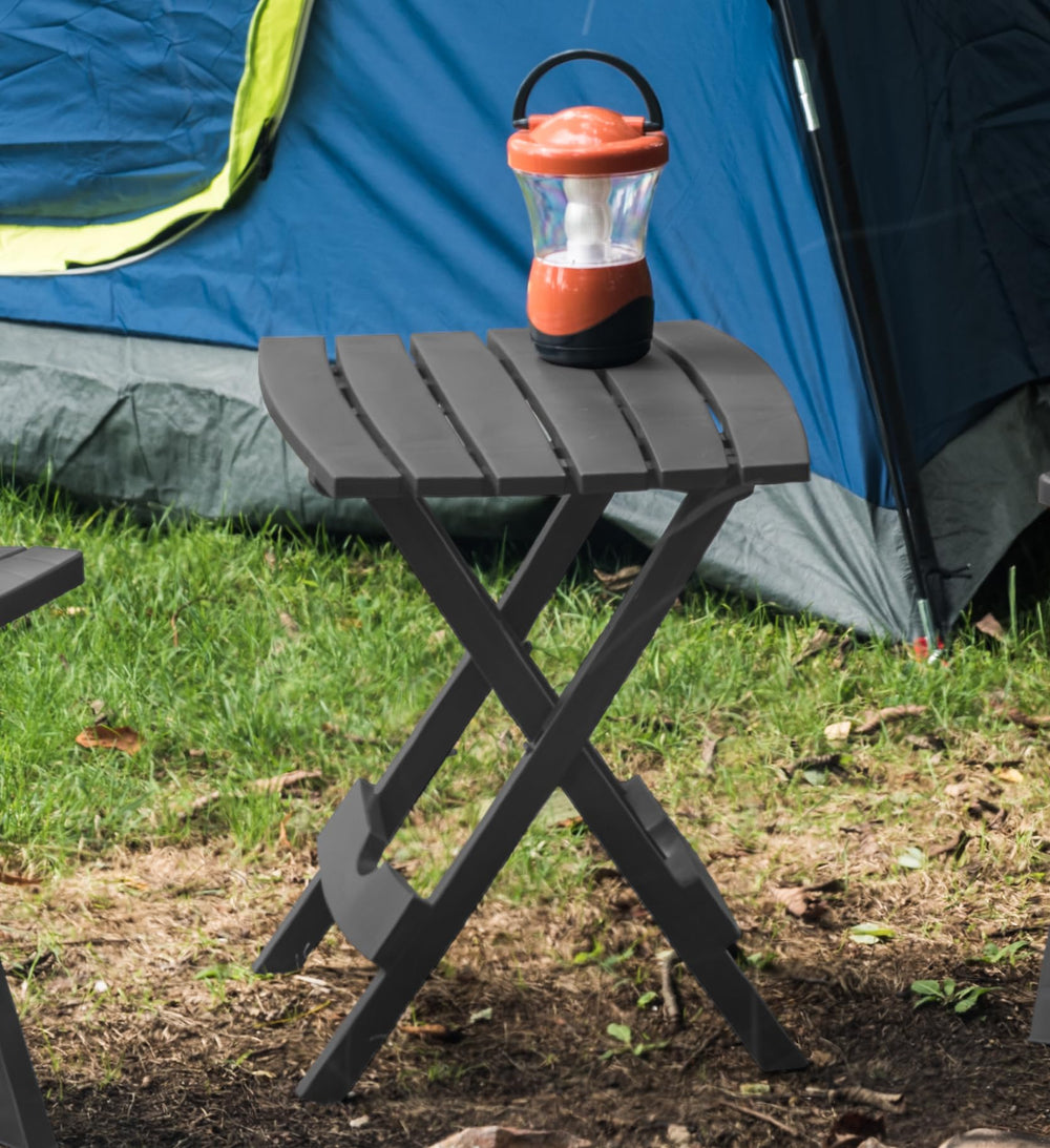 Adams Quik-Fold® Side Table beside patio chairs