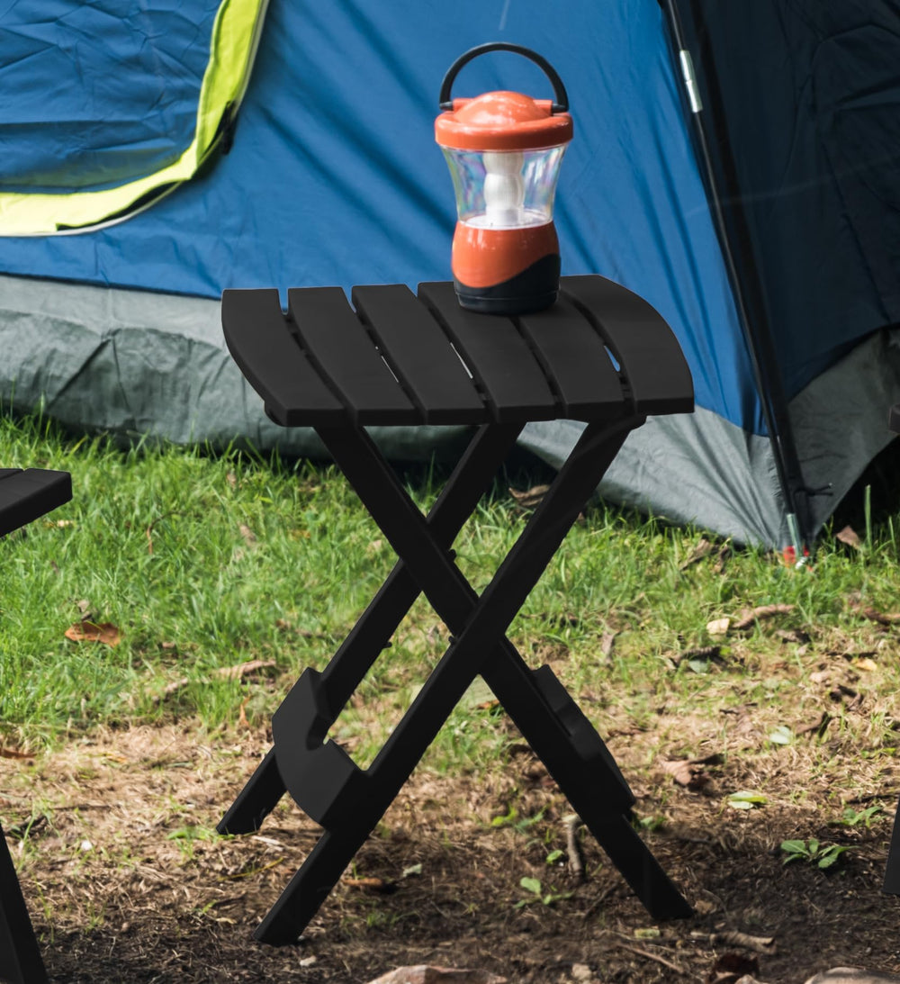 Adams Quik-Fold® Side Table black beside patio chair